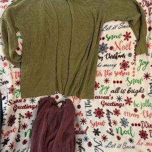 2 Cardigans Olive Green & Mauve long sleeve size XL